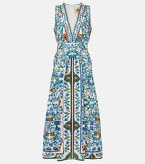 FARM RIO Flora Tile Scallop Maxi Dress - Off-White SzS