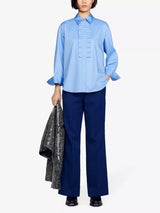 SANDRO Jano Ruffle Shirt - Blue Sz2 NZ10