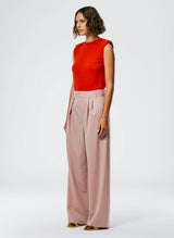 TIBI Cassius Asymmetrical Pleat Stella Pant - Rose Pink Sz00 NZ XS