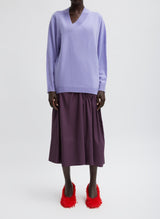 TIBI Shirred Nylon Paneled Skirt - Aubergine SzS