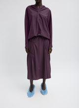 TIBI Shirred Nylon Paneled Skirt - Aubergine SzS