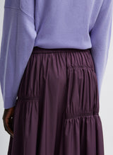 TIBI Shirred Nylon Paneled Skirt - Aubergine SzS