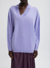TIBI Washable Cashmere Warp V-Neck Pullover - Lavender SzS
