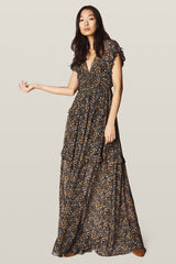 BA&SH Samanta Georgette Maxi Dress - Caramel Sz2 NZ Medium
