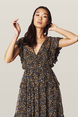 BA&SH Samanta Georgette Maxi Dress - Caramel Sz2 NZ Medium