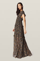 BA&SH Samanta Georgette Maxi Dress - Caramel Sz2 NZ Medium
