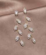 BEAUTIFUL EARTH Crystal Leaf Drop Earrings GOLD & SILVER