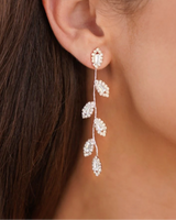 BEAUTIFUL EARTH Crystal Leaf Drop Earrings GOLD & SILVER