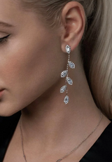 BEAUTIFUL EARTH Crystal Leaf Drop Earrings GOLD & SILVER
