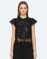 SEA NEW YORK Gianna Lace Top - Black Sz Medium