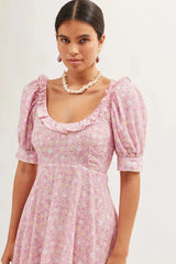 RIXO  Sorana Midi Dress - Shell Pansy Blush Sz12