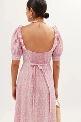 RIXO  Sorana Midi Dress - Shell Pansy Blush Sz12