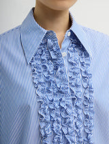 TIBI Easy Tuxedo Shirt - Blue Stripe SZ Medium