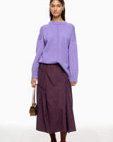 TIBI Shirred Nylon Paneled Skirt - Aubergine SzS