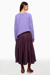 TIBI Shirred Nylon Paneled Skirt - Aubergine SzS