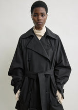 TOTEME Washed Cotton Trench - Washed Black Sz30 NZXS