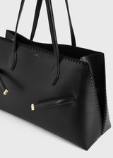 TOTEME Embroidered Leather Lounge Tote - Black