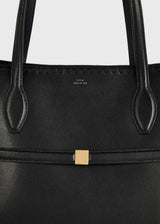 TOTEME Embroidered Leather Lounge Tote - Black
