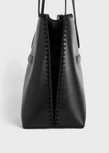 TOTEME Embroidered Leather Lounge Tote - Black