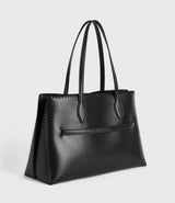 TOTEME Embroidered Leather Lounge Tote - Black