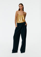 TIBI Eclair Sequin Beading Cami - Gold Sz6 NZ10