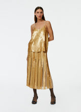 TIBI Eclair Sequin Beading Cami - Gold Sz6 NZ10
