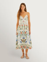 FARM RIO Stitched Garden Midi Dress - Off-White SzS