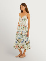 FARM RIO Stitched Garden Midi Dress - Off-White SzS