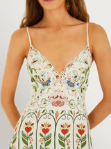 FARM RIO Stitched Garden Midi Dress - Off-White SzS