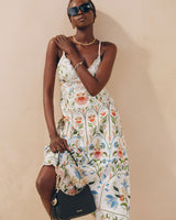 FARM RIO Stitched Garden Midi Dress - Off-White SzS