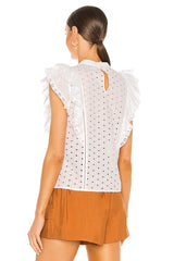 VERONICA BEARD Jie Eyelet Top - White Sz0 NZXS