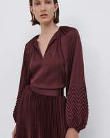 JONATHAN SIMKHAI Wanda Pleated Top - Mulberry US10 NZ14