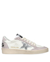 GOLDEN GOOSE  Leather Ball Star Sneakers - White Lilac Silver Sz41