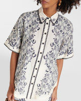 ALEMAIS Airlie Shirt - Ecru & Navy Sz12