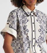 ALEMAIS Airlie Shirt - Ecru & Navy Sz12