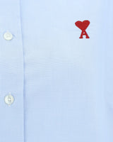 AMI PARIS Ami de Coeur Logo-Embroidered Shirt -Blue Sz40 NZM
