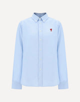 AMI PARIS Ami de Coeur Logo-Embroidered Shirt -Blue Sz40 NZM
