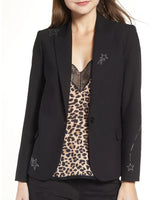 ZADIG & VOLTAIRE Victor Strass Embellished Blazer - Black Sz38 NZ8