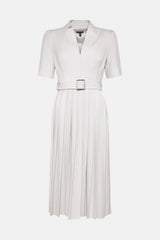 KAREN MILLEN Forever Pleat Midi Dress - Ivory Sz8