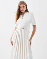 KAREN MILLEN Forever Pleat Midi Dress - Ivory Sz8