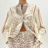 SARAH JANE CLARKE Leopard Print Silk Linen Blend Shirt - Multi SzM/L