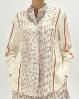 SARAH JANE CLARKE Leopard Print Silk Linen Blend Shirt - Multi SzM/L