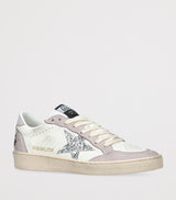 GOLDEN GOOSE  Leather Ball Star Sneakers - White Lilac Silver Sz41