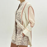 SARAH JANE CLARKE Leopard Print Silk Linen Blend Shirt - Multi SzM/L