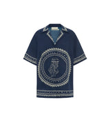 ALÉMAIS Oceane Silk Shirt - Navy Sz8