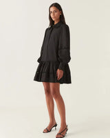 AJE Reva Wave Trim Mini Dress - Black Sz10