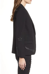 ZADIG & VOLTAIRE Victor Strass Embellished Blazer - Black Sz38 NZ8