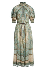 ZIMMERMANN Wanderlust Billow Midi Dress - Green Sz3 NZ12