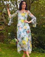 TRELISE COOPER Day Dream Believer Dress - Floral Splendour Dusty Blue Sz 8