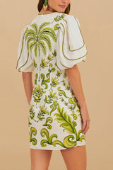 FARM RIO Milani V Neck Mini Dress - White SzS